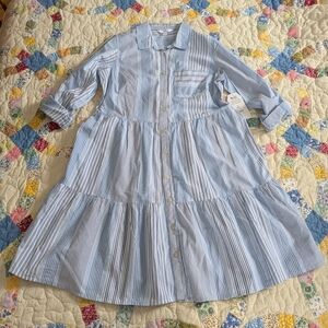 Time and Tru Light Blue Striped Casual Dress